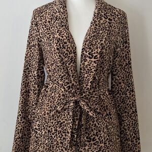 Suzy Shier Leopard Print Blazer Jacket in Tan and Black
